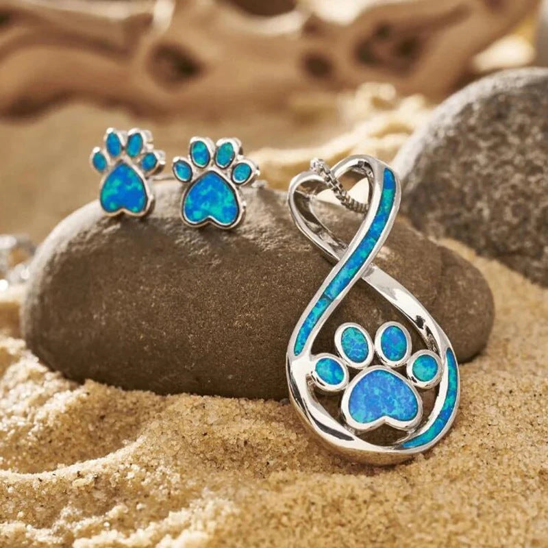 Love Paw Necklace Personalised Pet Dog Jewellery Footprint Pendant Necklace Paw Earrings