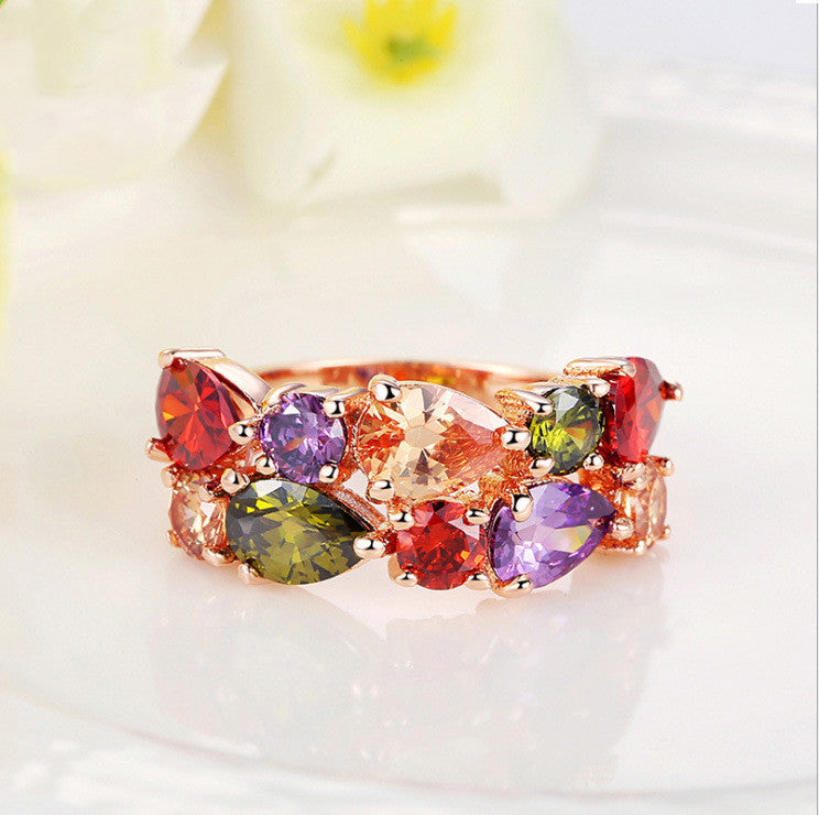 Colored zircon rings