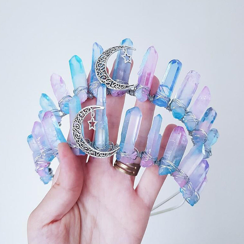 Natural Crystal Electroplating Frosted Crystal Witch Headband