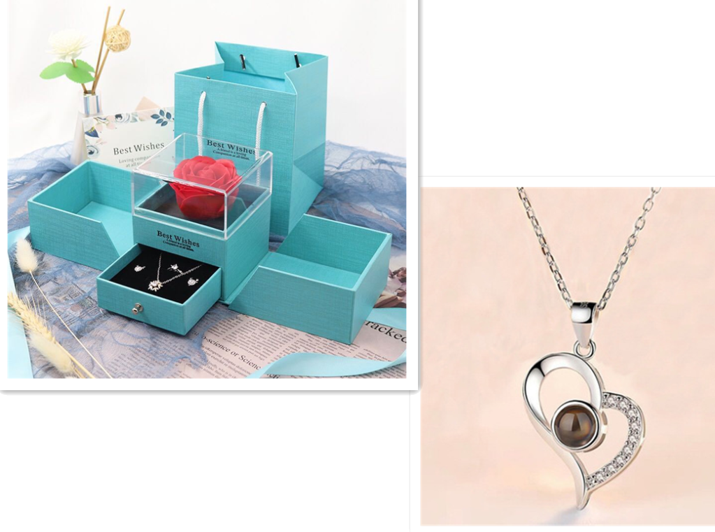 2023 Hot Valentine's Day Gifts Metal Rose Jewelry Gift Box Necklace For Wedding Girlfriend Necklace Gifts