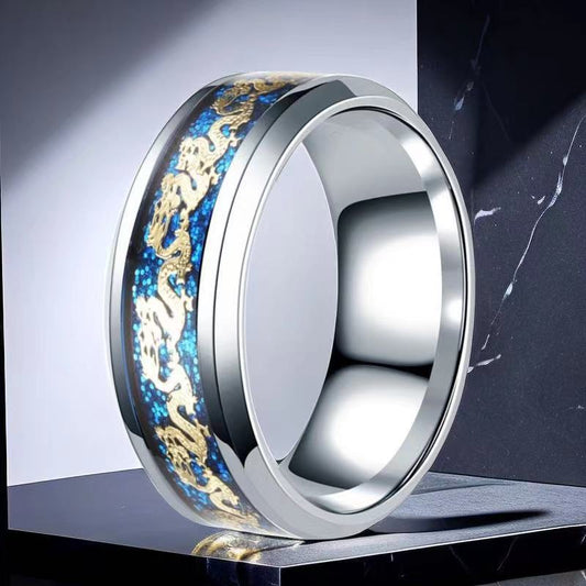 Fashion Simple Titanium Steel Chinese Dragon Ring