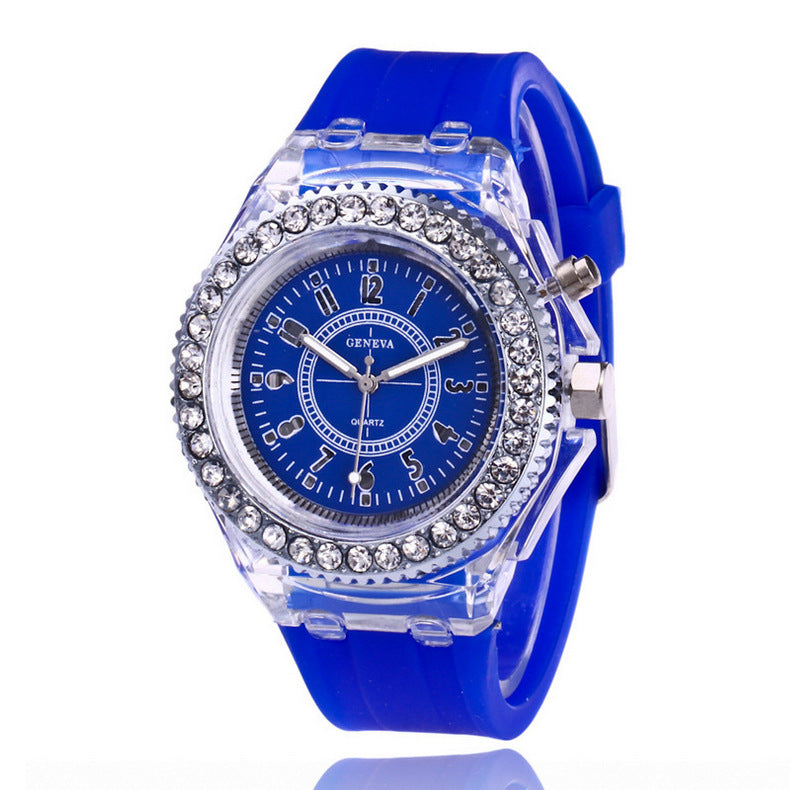 LED Luminous Watches Geneva Women Quartz Watch Women Ladies Silicone Bracelet Watches