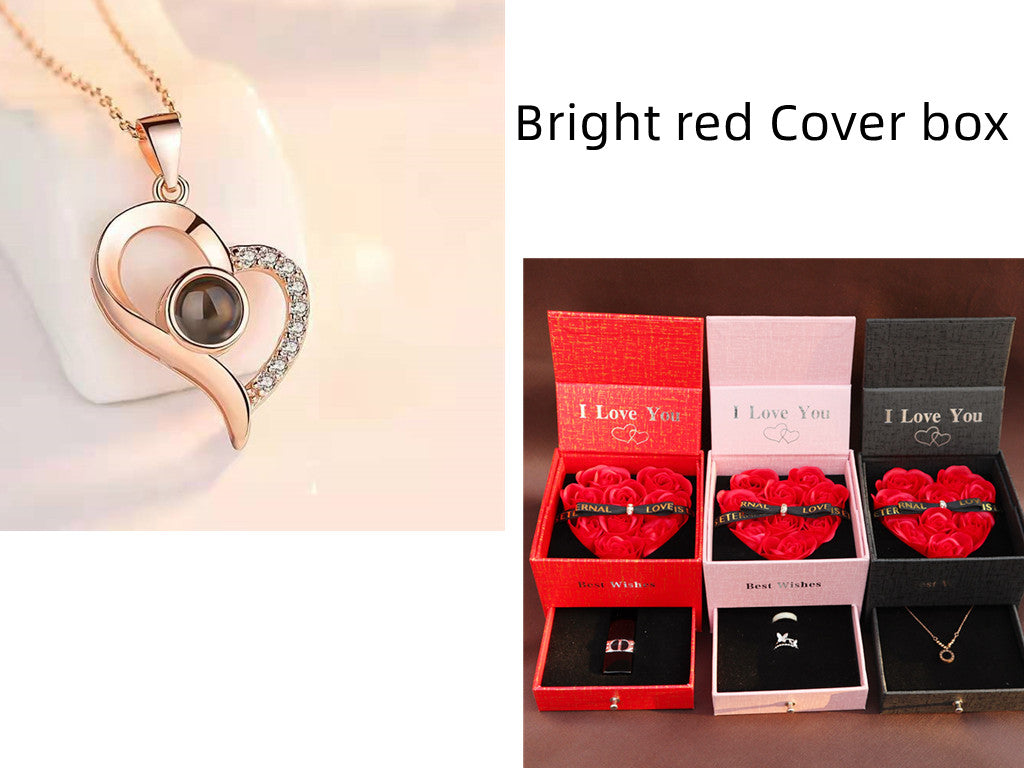 2023 Hot Valentine's Day Gifts Metal Rose Jewelry Gift Box Necklace For Wedding Girlfriend Necklace Gifts